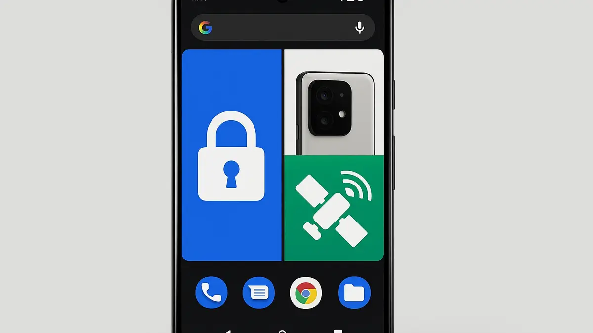 Smartphone con interfaccia Android 15 mostra split-screen