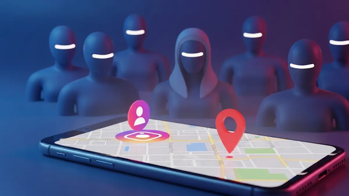 Una persona che osserva una mappa stilizzata su uno smartphone
