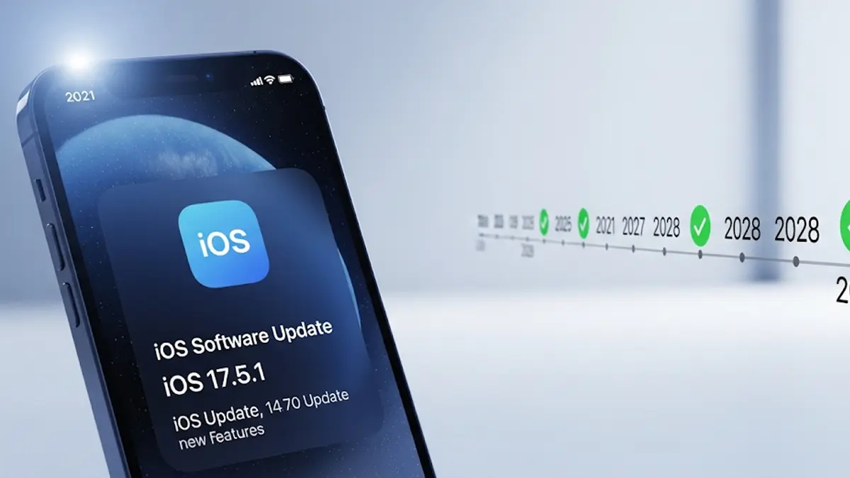 Una persona tiene in mano un iPhone 13 che mostra la schermata di aggiornamento software di iOS