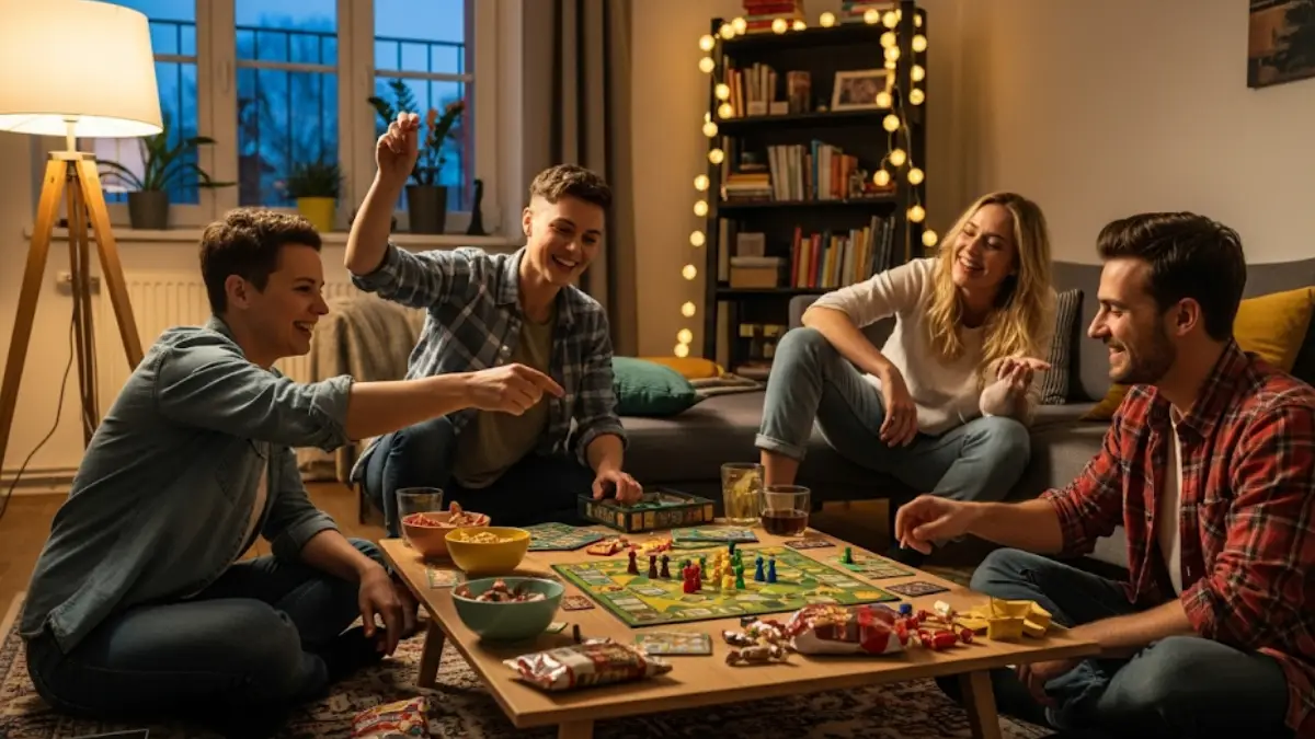 amici che giocano in casa