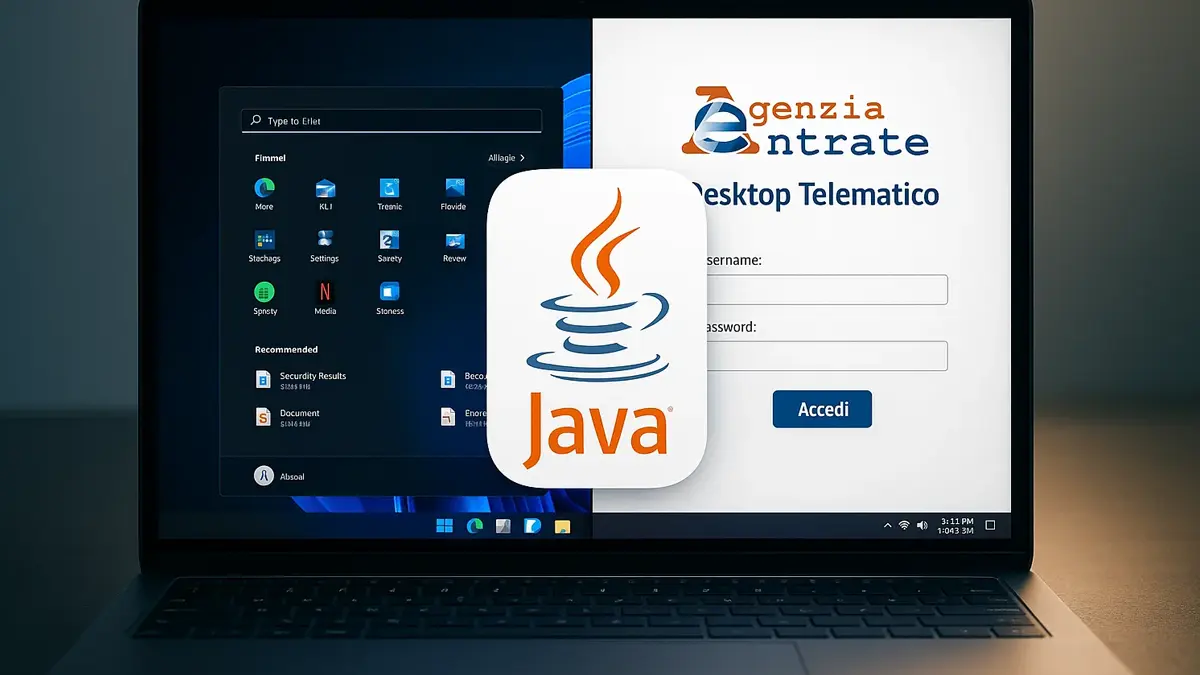 Computer desktop con schermo che mostra il Desktop Telematico Agenzia delle Entrate