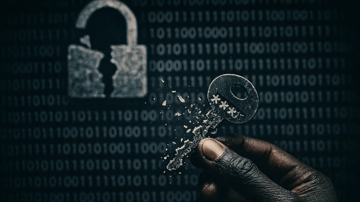 Primo piano su una mano che tiene una chiave digitale a forma di password